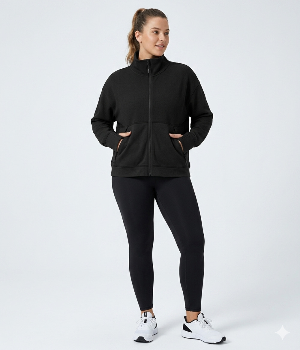 Apana Women's Full Zip Active Jacket with Mock Neck- XL